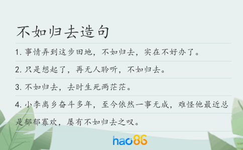 不如归去造句