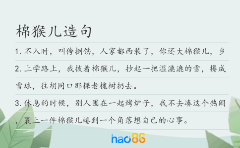 棉猴儿造句