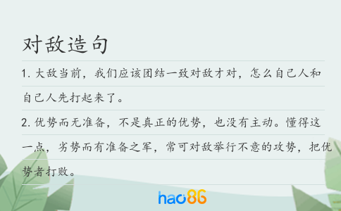 对敌造句