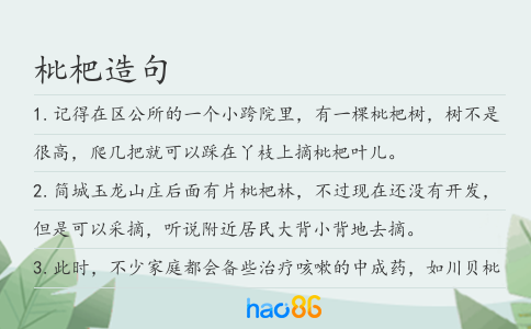 枇杷造句