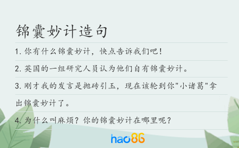 锦囊妙计造句