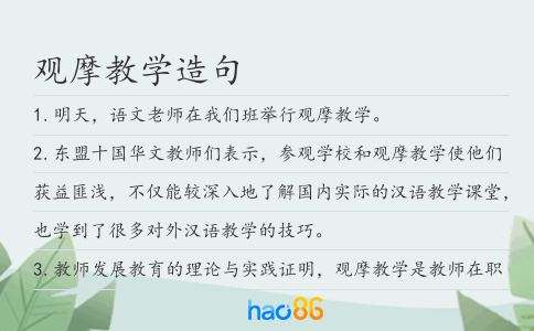 观摩教学造句