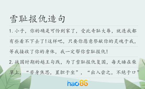 雪耻报仇造句