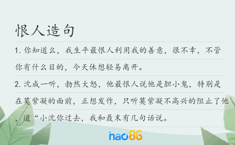 恨人造句