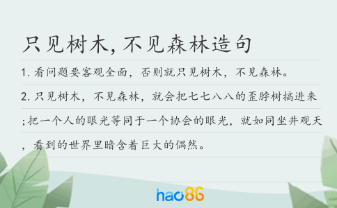 只见树木,不见森林造句