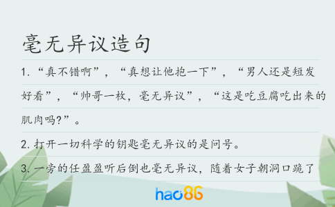 毫无异议造句