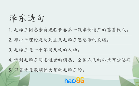 泽东造句