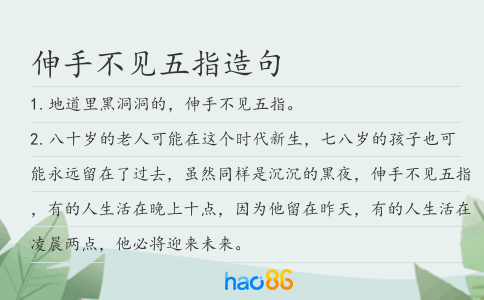 伸手不见五指造句