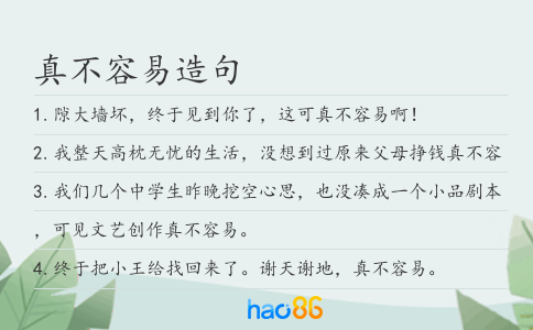 真不容易造句