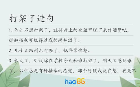 打架了造句
