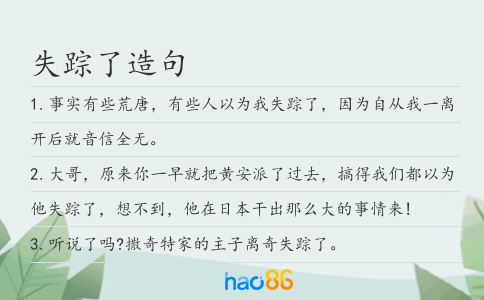 失踪了造句