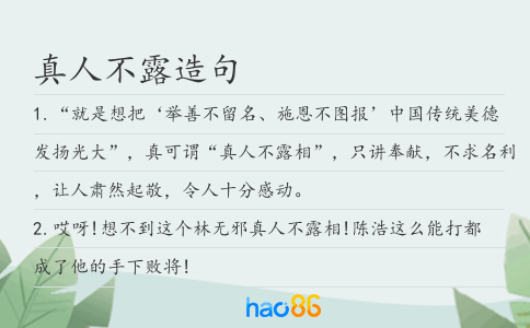 真人不露造句