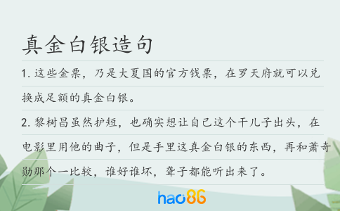 真金白银造句