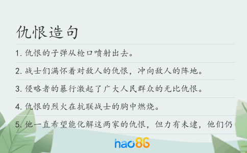 仇恨造句