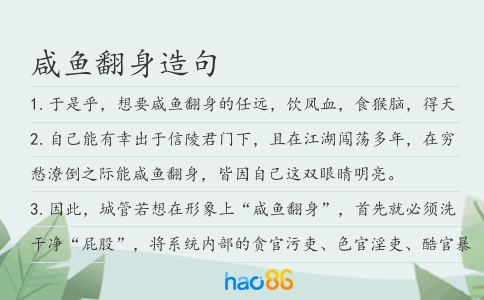 咸鱼翻身造句
