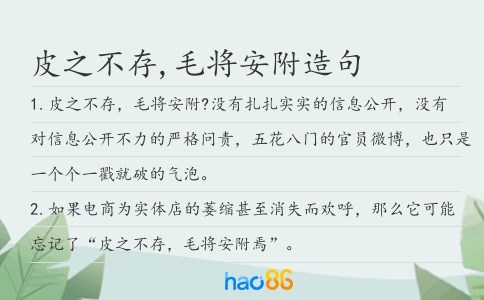 皮之不存,毛将安附造句