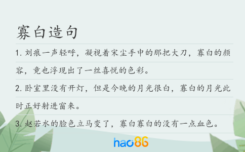 寡白造句
