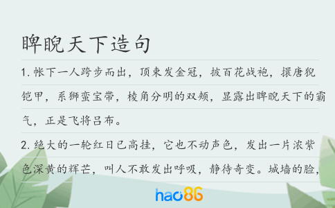 睥睨天下造句