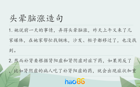 头晕脑涨造句