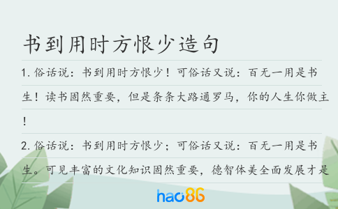 书到用时方恨少造句