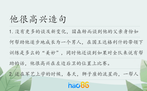他很高兴造句