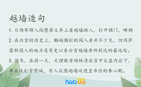 越墙造句