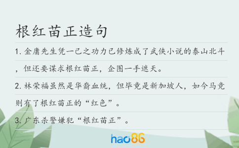 根红苗正造句
