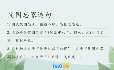 忧国忘家造句