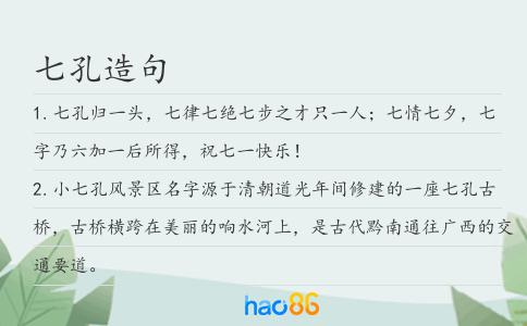 七孔造句