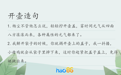 开壶造句
