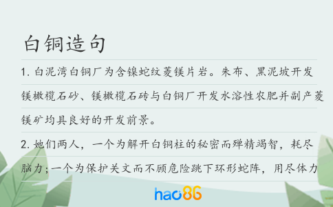 白铜造句
