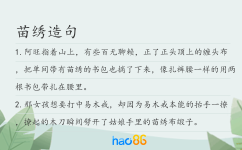 苗绣造句