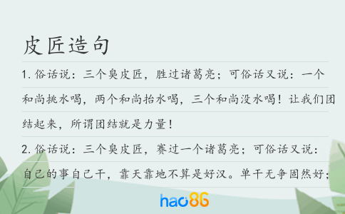 皮匠造句