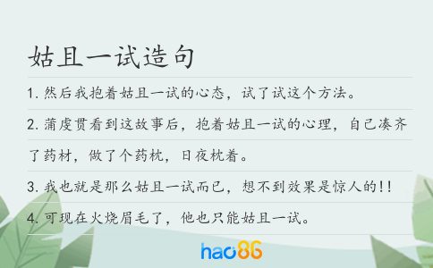 姑且一试造句