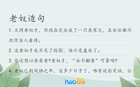 老奴造句