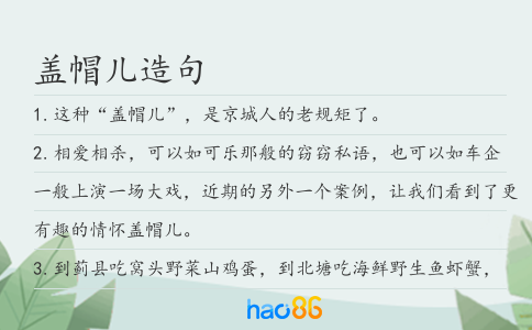 盖帽儿造句