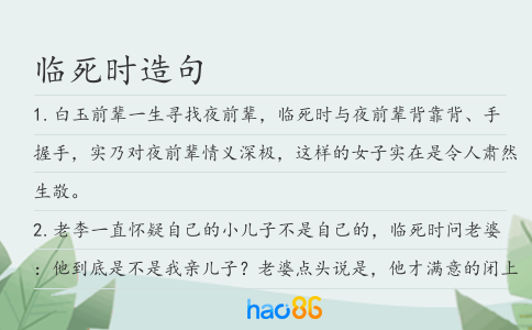 临死时造句