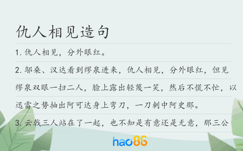 仇人相见造句