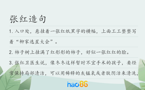 张红造句