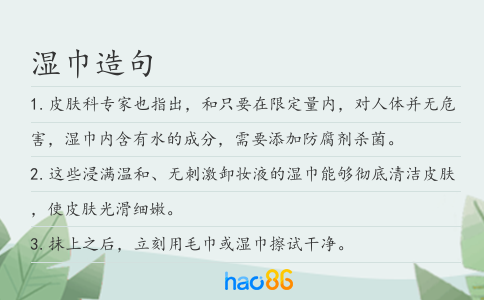 湿巾造句
