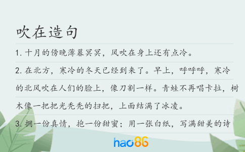 吹在造句