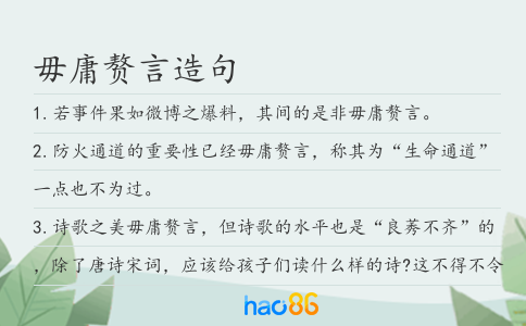 毋庸赘言造句