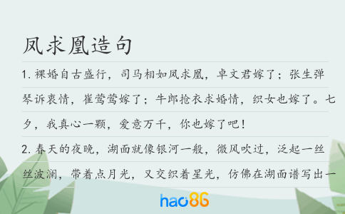 凤求凰造句