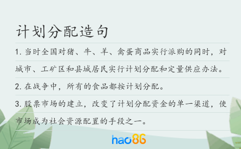 计划分配造句