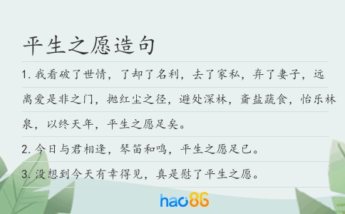 平生之愿造句