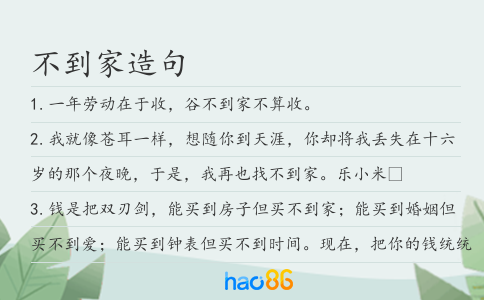 不到家造句