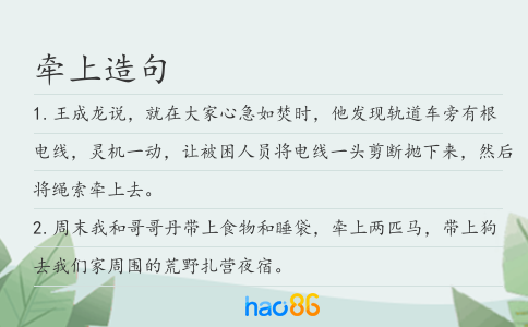牵上造句