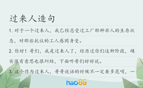 过来人造句