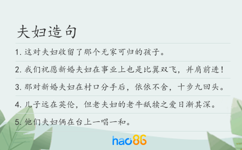 夫妇造句