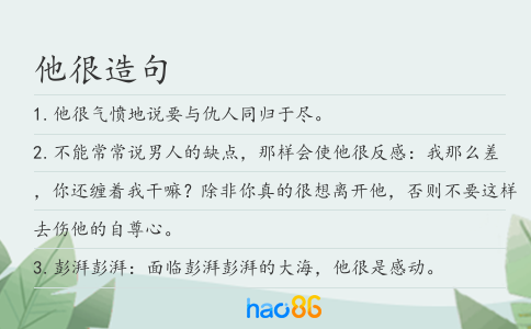 他很造句